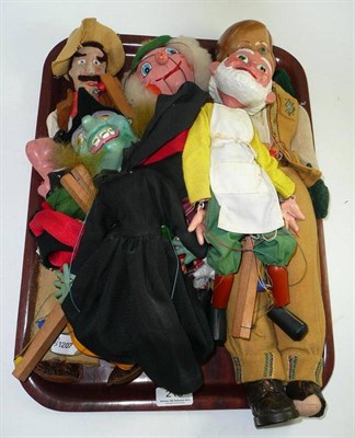 Lot 218 - Four Pelham puppets, a composition head doll and another (6)