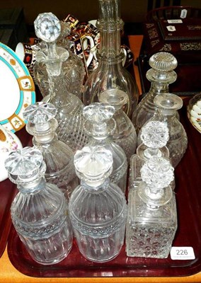 Lot 226 - Four division spirit decanter, four matching small decanters, pair of cut glass bottles and...