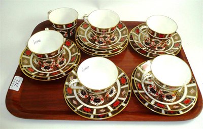 Lot 232 - Six Royal Crown Derby 1128 Imari cups, saucers and side plates (18)