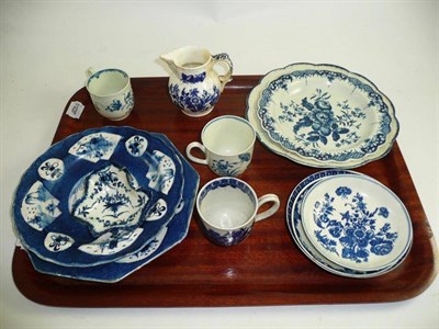 Lot 240 - Tray of 18th century English porcelain including a Liverpool coffee can, Worcester dishes, Coalport