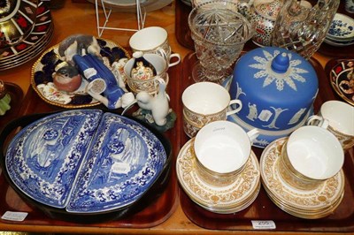 Lot 255 - Royal Worcester 'Hyde Park' tea ware, Coalport plate, blue and white tureens with tray, three...