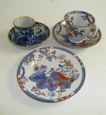 Lot 272 - Chinese blue and white cup and saucer late Spode, new stone china Garret and Copelands trio,...