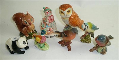 Lot 280 - Beswick including David Hand's Animaland figure 'Hazel Nutt' (a.f.); five birds, panda and...