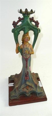 Lot 363 - A French cold painted spelter figural candlestick base (incomplete)