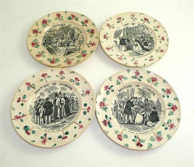 Lot 379 - Four early 19th century pearlware plates possibly Yorkshire depicting history of Joseph