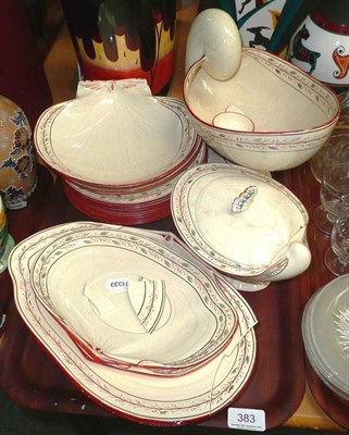 Lot 383 - A Wedgwood Shell shaped dessert service, cream with leaf and berry/coral? borders (a.f.)