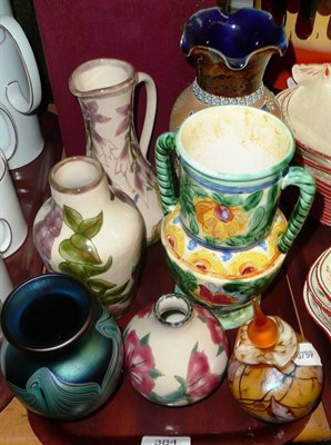 Lot 384 - Three Corbridge vases; Cowberry, Hosta and Corncockle, a Beswick vase, two Okra vases, 'Scent'...