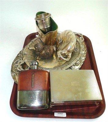 Lot 392 - Silver plated and white metal items including two oval dishes, lidded dish, duck etc