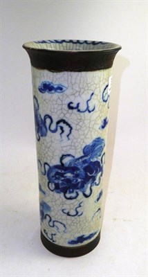 Lot 396 - A Chinese crackle glazed cylinder vase