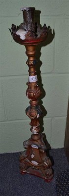 Lot 412 - An Italian carved wood and painted gesso ecclesiastical candlestick