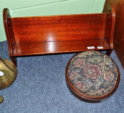 Lot 419 - An Edwardian inlaid mahogany book trough and a Victorian footstool