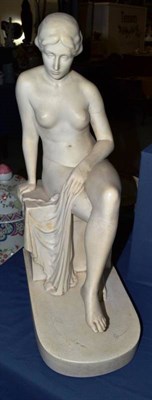 Lot 423 - A German composition model of a nude resting on a pedestal, numbered 7739.9.1004 verso and with...