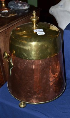 Lot 432 - A Dutch copper and brass ember bucket and cover