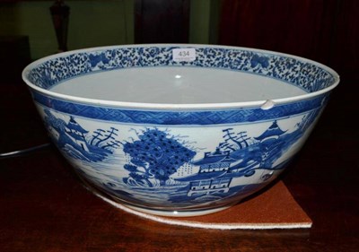 Lot 434 - Chinese blue and white punch bowl