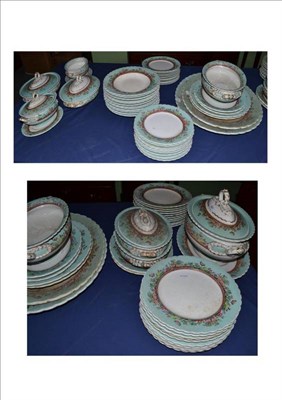 Lot 447 - An opaque porcelain dinner service with turquoise and floral borders