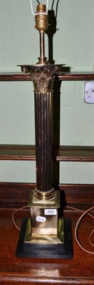 Lot 449 - A brass Corinthian column table lamp base