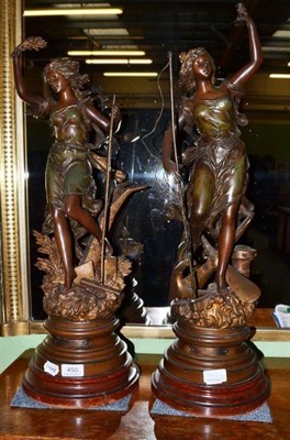 Lot 450 - A large pair of French spelter figures