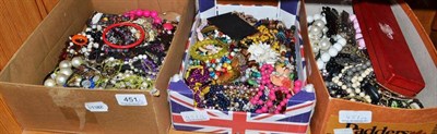 Lot 451 - Three boxes of costume jewellery