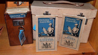 Lot 456 - A leather case set of O.S 1/4inch maps and another of Bartholomew's 1/2 inch maps (2) (complete)