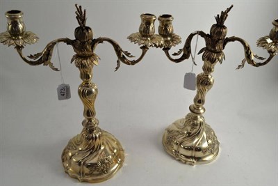 Lot 473 - A pair of silver plated candelabra