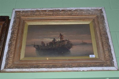 Lot 491 - An oil on canvas, boat with figures signed Ch Pastrée