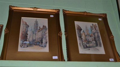 Lot 496 - Pair of watercolours, 'Old Street, Nimer' and companion