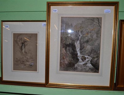 Lot 503 - Edward Gill, watercolour of Stock Ghyll Force, signed and dated 1899, also a sketch of...