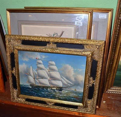 Lot 513 - Oil on canvas inscribed Webb 1872, pair of bird prints after Gould, pair of drapery prints and...