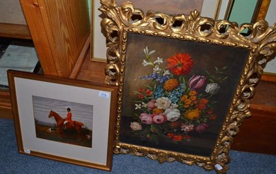 Lot 519 - George Paice painting over a photograph and a flower painting