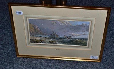 Lot 524 - S P Jackson watercolour of a wreck off the coast