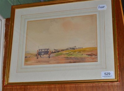 Lot 529 - Claude Hayes watercolour of a cart on a track