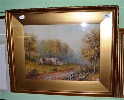 Lot 543 - Watercolour of a gypsy encampment, signed H Perry Williams