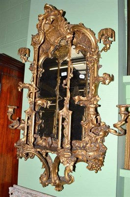 Lot 565 - A Chippendale style girandole mirror, late 19th/early 20th century, now painted