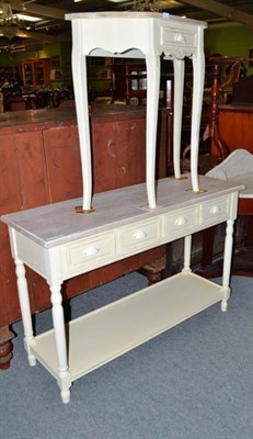 Lot 594 - A shabby chic console table and side table