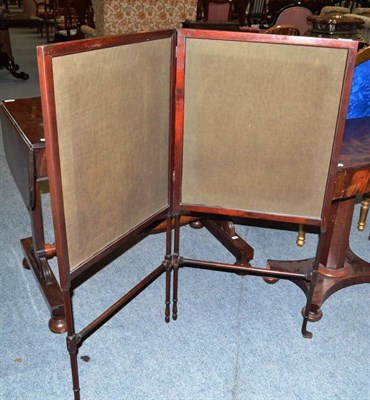 Lot 607 - A 19th century mahogany two panel dressing screen