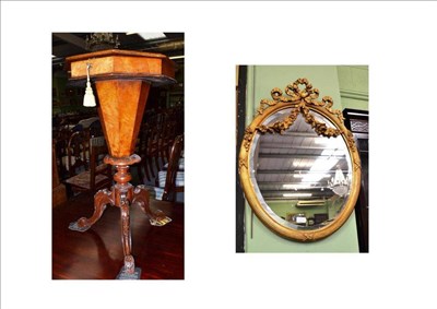 Lot 622 - Walnut work table and mirror