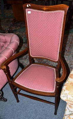 Lot 627 - An Edwardian inlaid armchair