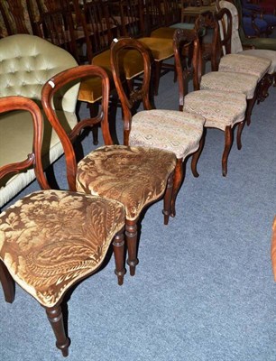 Lot 643 - A pair of Victorian yoke back dining chairs, another pair and two others (5)