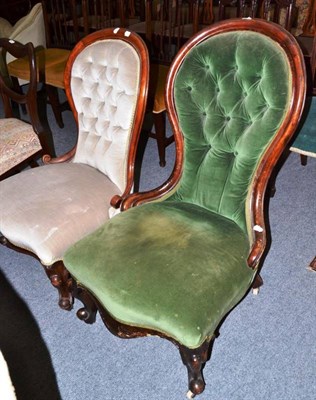 Lot 644 - Two Victorian button back nursing chairs