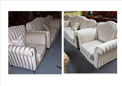 Lot 651 - Three seater sofa and two armchairs