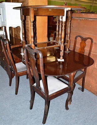 Lot 684 - Two gateleg tables and a set of four Queen Anne style chairs