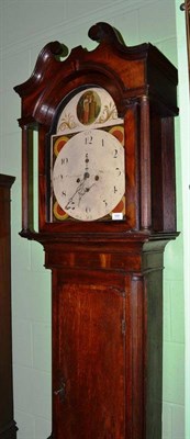 Lot 686 - An oak eight day longcase clock with white painted enamel dial