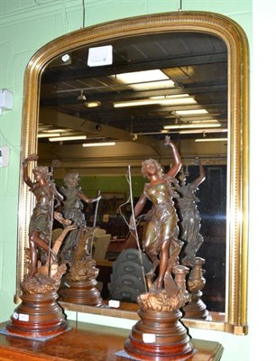 Lot 699 - A gilt framed over-mantel mirror