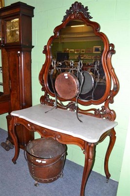 Lot 708 - A large 19th century Continental dressing table with swing mirror plate