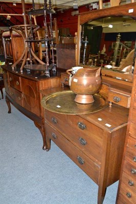 Lot 772 - An Edwardian oak dressing table, a mahogany sideboard, a hat stand, a piano stool, drop-leaf...