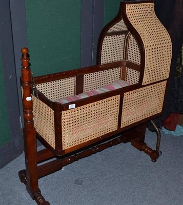 Lot 854 - Victorian child's crib with bergere sides