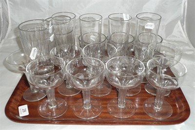 Lot 28 - Seven 19th century tumblers, four ale flutes and nine slice cut wine glasses (20)