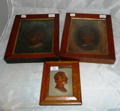 Lot 50 - R.C Lucas; two wax profile portrait plaques depicting the head of a gentleman - General C.H.S...