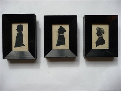 Lot 67 - English School (19th century): Portrait Silhouette of a Girl, facing right, wearing period costume