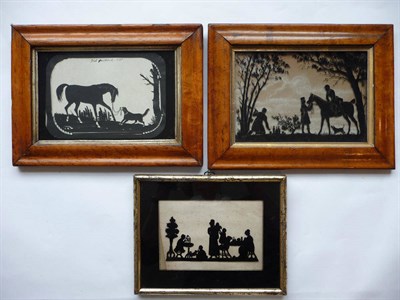 Lot 73 - English School (19th century): Silhouette of a Hunting Scene, with a sportsman on horseback,...